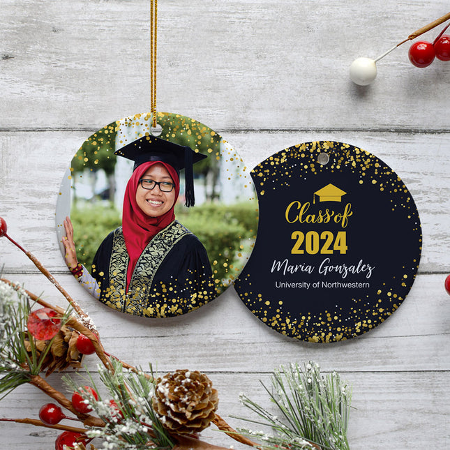 engraved personalized graduation sparkle christmas ornament – Christmas ornament, holiday tree decoration or gift