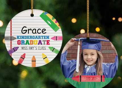 holiday personalized kindergarten graduation photo christmas ornament – Christmas ornament, holiday tree decoration or gift