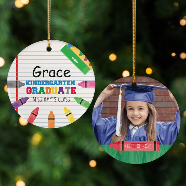 holiday personalized kindergarten graduation photo christmas ornament – Christmas ornament, holiday tree decoration or gift