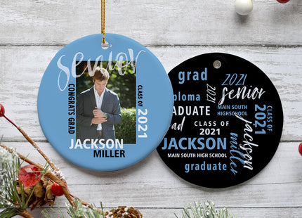 holiday personalized graduation photo christmas ornament – Christmas ornament, holiday tree decoration or gift