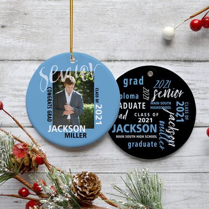 holiday personalized graduation photo christmas ornament – Christmas ornament, holiday tree decoration or gift