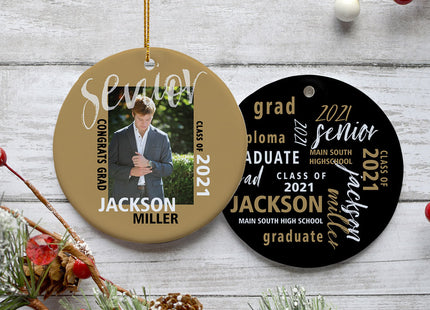 custom personalized graduation photo christmas ornament – Christmas ornament, holiday tree decoration or gift