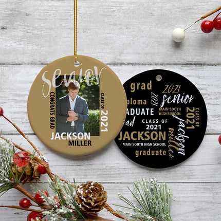 custom personalized graduation photo christmas ornament – Christmas ornament, holiday tree decoration or gift