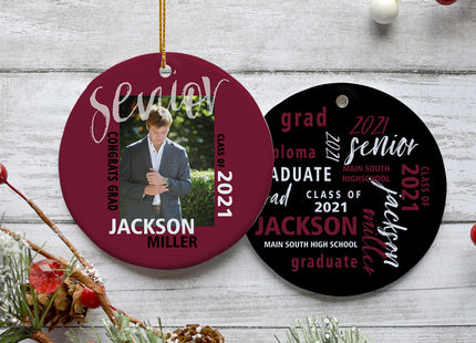 decorative personalized graduation photo christmas ornament – Christmas ornament, holiday tree decoration or gift