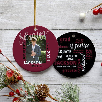 decorative personalized graduation photo christmas ornament – Christmas ornament, holiday tree decoration or gift