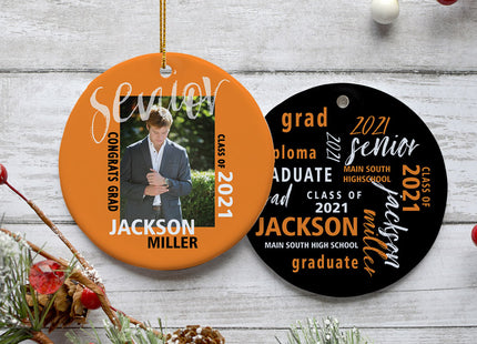 holiday personalized graduation photo christmas ornament – Christmas ornament, holiday tree decoration or gift