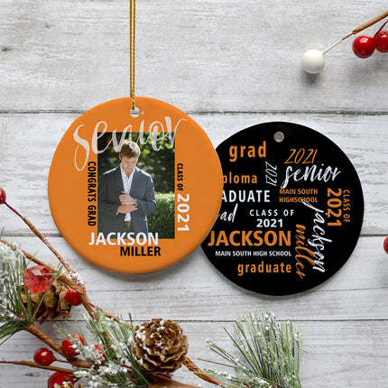 holiday personalized graduation photo christmas ornament – Christmas ornament, holiday tree decoration or gift