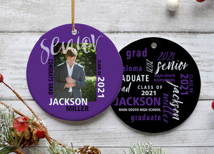 custom personalized graduation photo christmas ornament – Christmas ornament, holiday tree decoration or gift