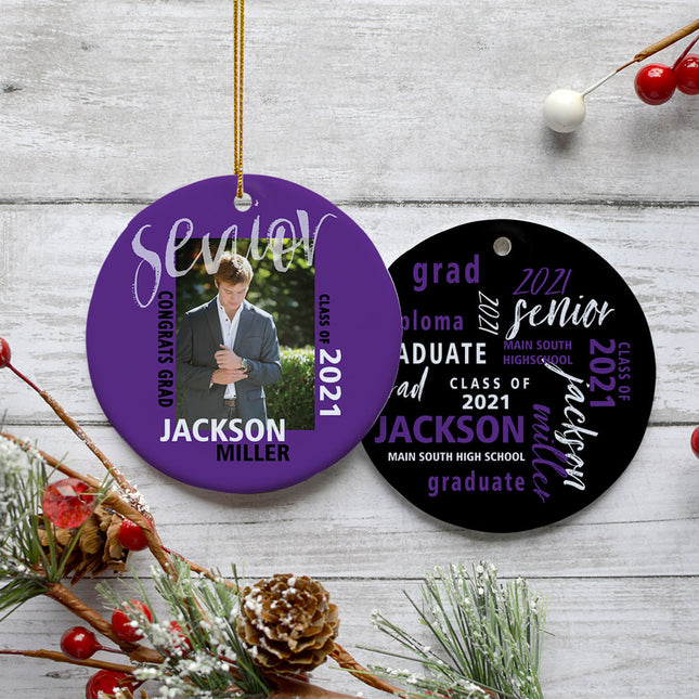 custom personalized graduation photo christmas ornament – Christmas ornament, holiday tree decoration or gift
