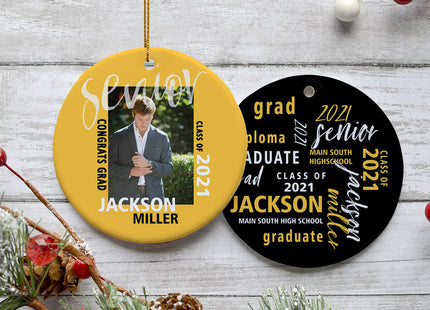 engraved personalized graduation photo christmas ornament – Christmas ornament, holiday tree decoration or gift