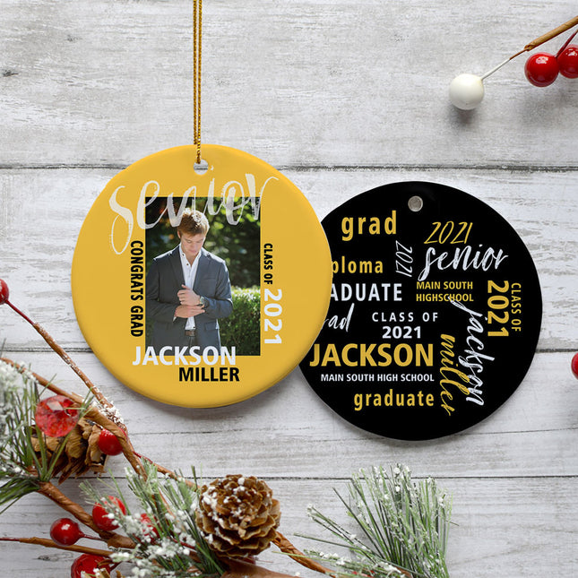 engraved personalized graduation photo christmas ornament – Christmas ornament, holiday tree decoration or gift