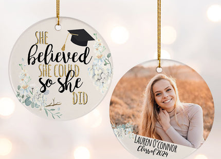 decorative personalized graduation photo christmas ornament – Christmas ornament, holiday tree decoration or gift