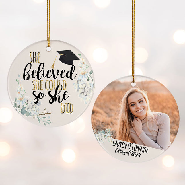 decorative personalized graduation photo christmas ornament – Christmas ornament, holiday tree decoration or gift
