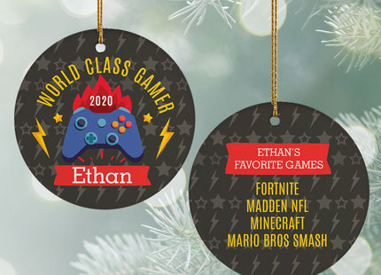 personalized personalized world class gamer christmas ornament – Christmas ornament, holiday tree decoration or gift