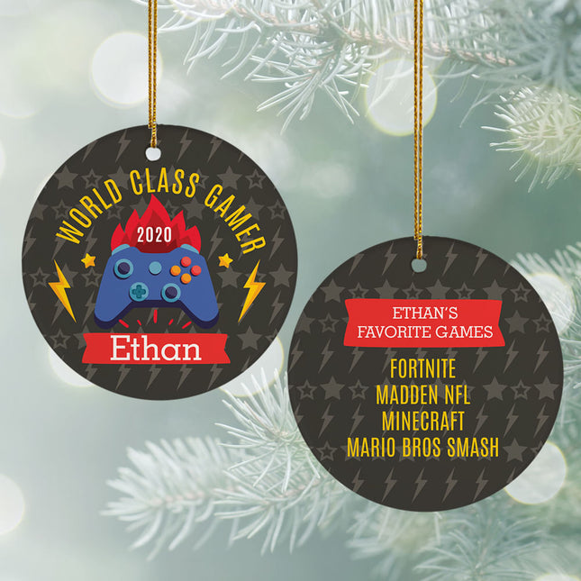 personalized personalized world class gamer christmas ornament – Christmas ornament, holiday tree decoration or gift