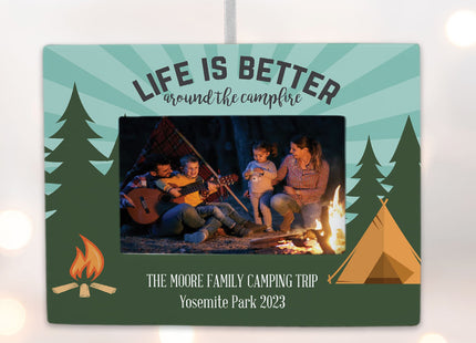 custom personalized campfire frame photo ornament – Christmas ornament, holiday tree decoration or gift