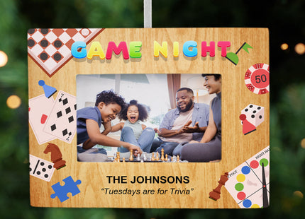 holiday personalized game night picture frame photo ornament – Christmas ornament, holiday tree decoration or gift