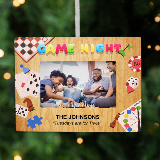 holiday personalized game night picture frame photo ornament – Christmas ornament, holiday tree decoration or gift