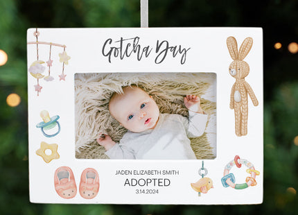 decorative personalized gotcha day picture frame photo ornament – Christmas ornament, holiday tree decoration or gift