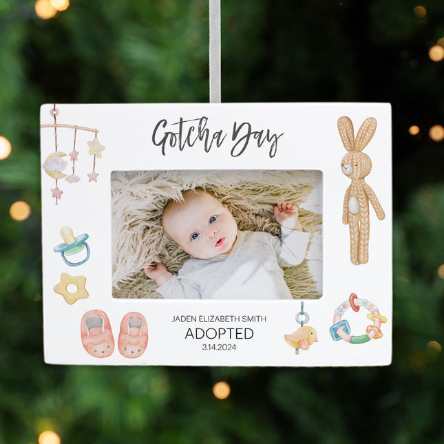 decorative personalized gotcha day picture frame photo ornament – Christmas ornament, holiday tree decoration or gift