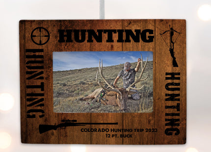 decorative personalized hunting picture frame photo ornament – Christmas ornament, holiday tree decoration or gift