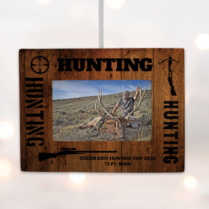 decorative personalized hunting picture frame photo ornament – Christmas ornament, holiday tree decoration or gift