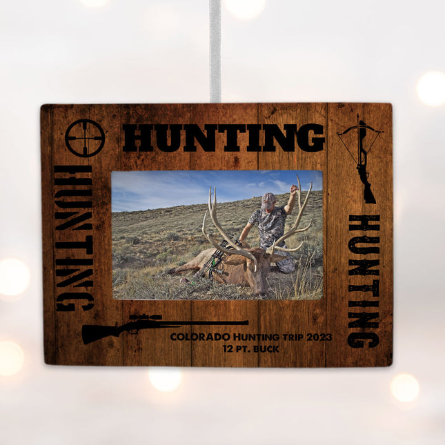 decorative personalized hunting picture frame photo ornament – Christmas ornament, holiday tree decoration or gift