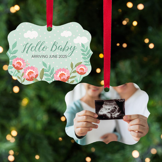 engraved personalized hello baby sonogram christmas ornament – Christmas ornament, holiday tree decoration or gift