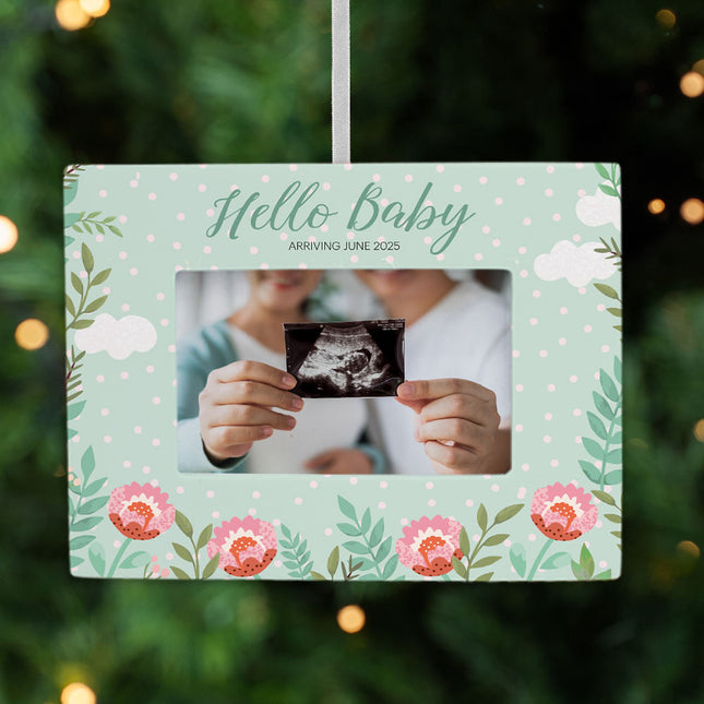 holiday personalized sonogram picture frame photo ornament – Christmas ornament, holiday tree decoration or gift