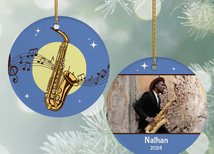 decorative personalized saxophone christmas ornament – Christmas ornament, holiday tree decoration or gift