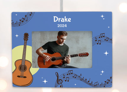 custom personalized guitar picture frame photo ornament – Christmas ornament, holiday tree decoration or gift