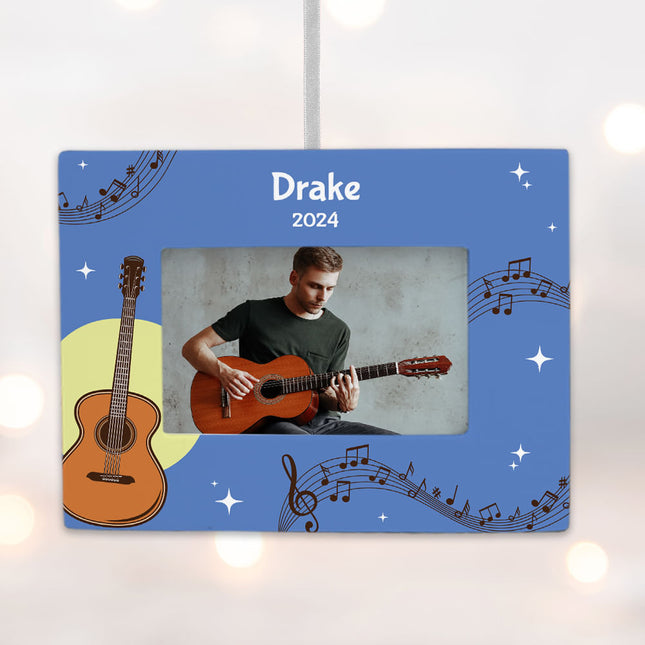 custom personalized guitar picture frame photo ornament – Christmas ornament, holiday tree decoration or gift