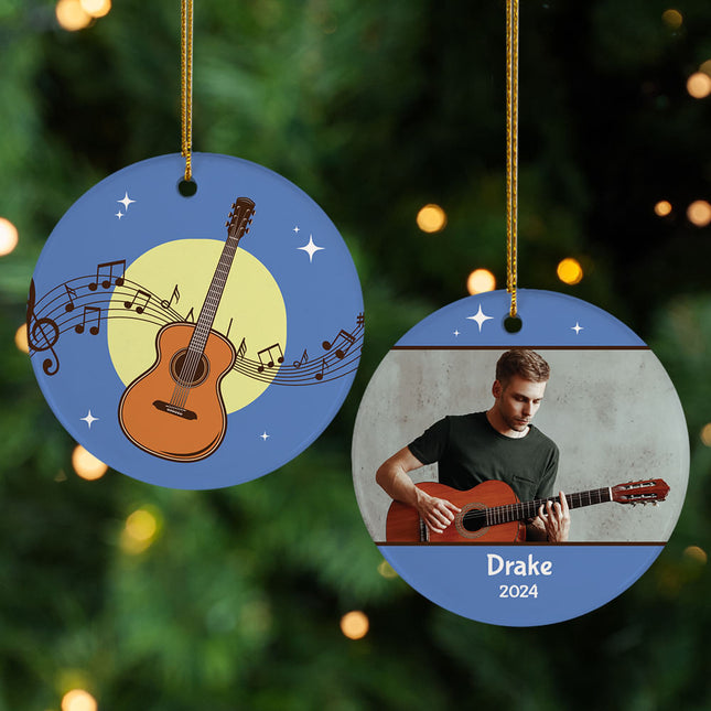 engraved personalized guitar christmas ornament – Christmas ornament, holiday tree decoration or gift
