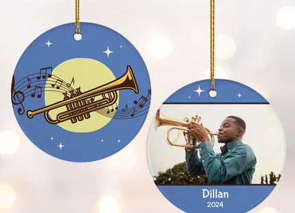 holiday personalized trumpet christmas ornament – Christmas ornament, holiday tree decoration or gift