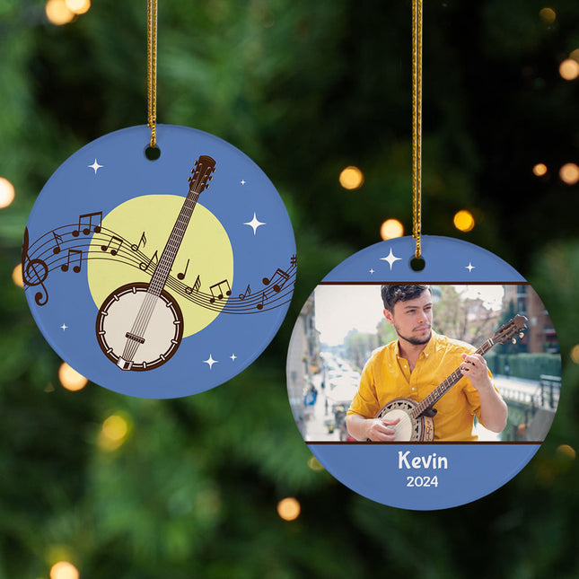 decorative personalized banjo christmas ornament – Christmas ornament, holiday tree decoration or gift