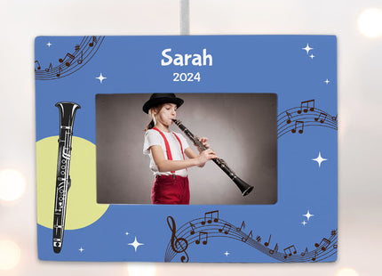 keepsake personalized clarinet picture frame photo ornament – Christmas ornament, holiday tree decoration or gift