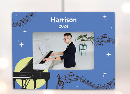 decorative personalized piano picture frame photo ornament – Christmas ornament, holiday tree decoration or gift