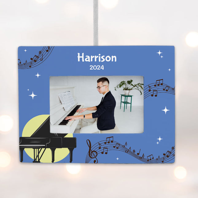 decorative personalized piano picture frame photo ornament – Christmas ornament, holiday tree decoration or gift