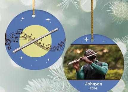 holiday personalized flute christmas ornament – Christmas ornament, holiday tree decoration or gift