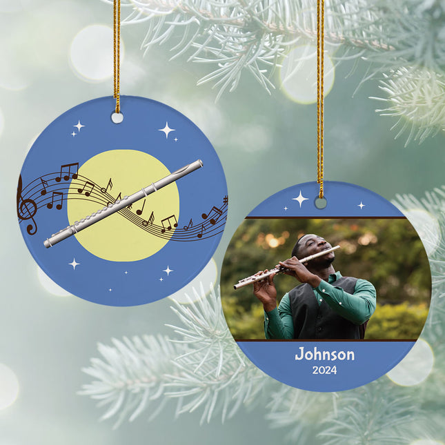 holiday personalized flute christmas ornament – Christmas ornament, holiday tree decoration or gift