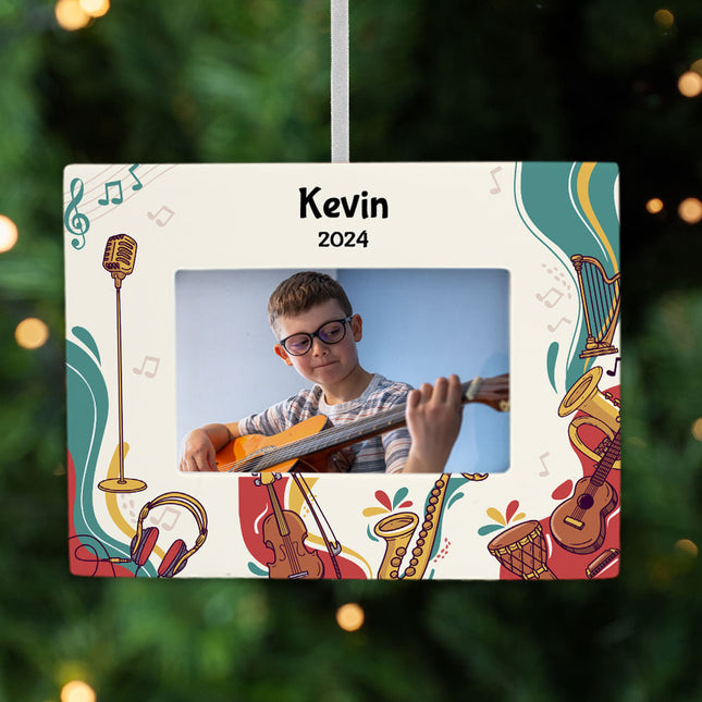 personalized personalized music picture frame photo ornament – Christmas ornament, holiday tree decoration or gift