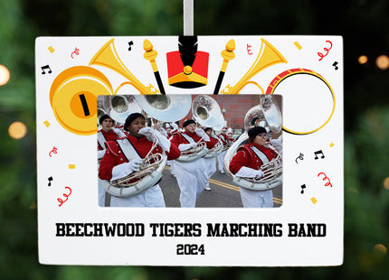 holiday personalized marching band picture frame photo ornament – Christmas ornament, holiday tree decoration or gift