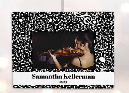 decorative personalized music note picture frame photo ornament – Christmas ornament, holiday tree decoration or gift