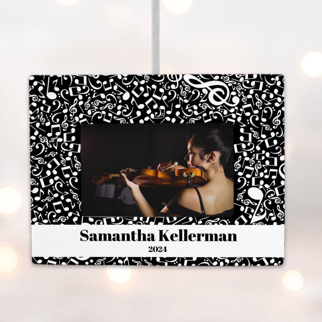 decorative personalized music note picture frame photo ornament – Christmas ornament, holiday tree decoration or gift
