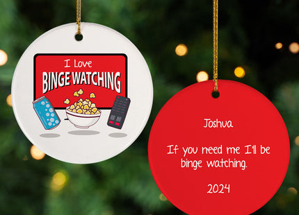 engraved personalized binge watching christmas ornament – Christmas ornament, holiday tree decoration or gift