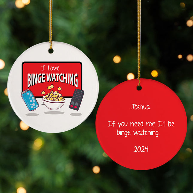engraved personalized binge watching christmas ornament – Christmas ornament, holiday tree decoration or gift