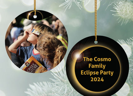 holiday personalized eclipse party christmas ornament – Christmas ornament, holiday tree decoration or gift