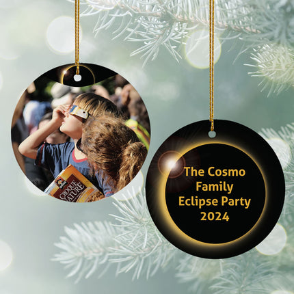 holiday personalized eclipse party christmas ornament – Christmas ornament, holiday tree decoration or gift