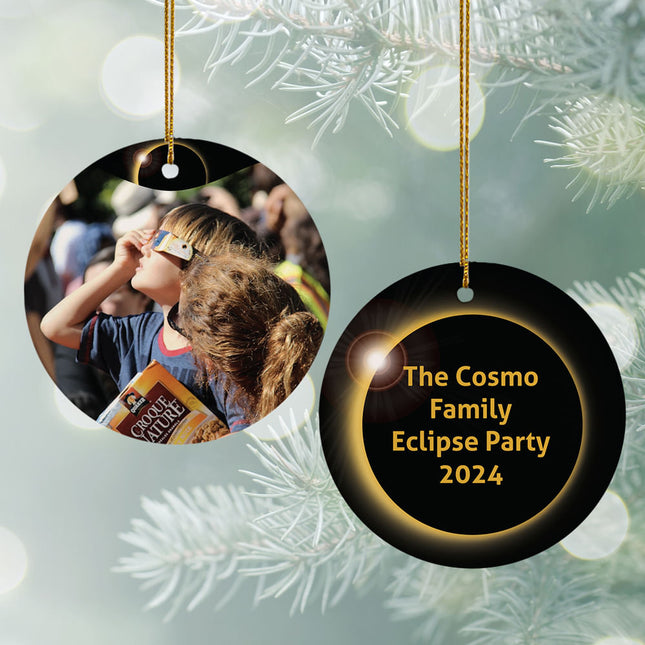 holiday personalized eclipse party christmas ornament – Christmas ornament, holiday tree decoration or gift
