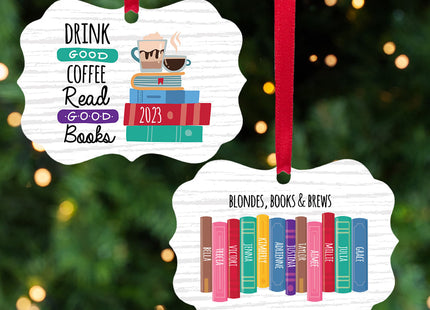 engraved personalized book club christmas ornament – Christmas ornament, holiday tree decoration or gift